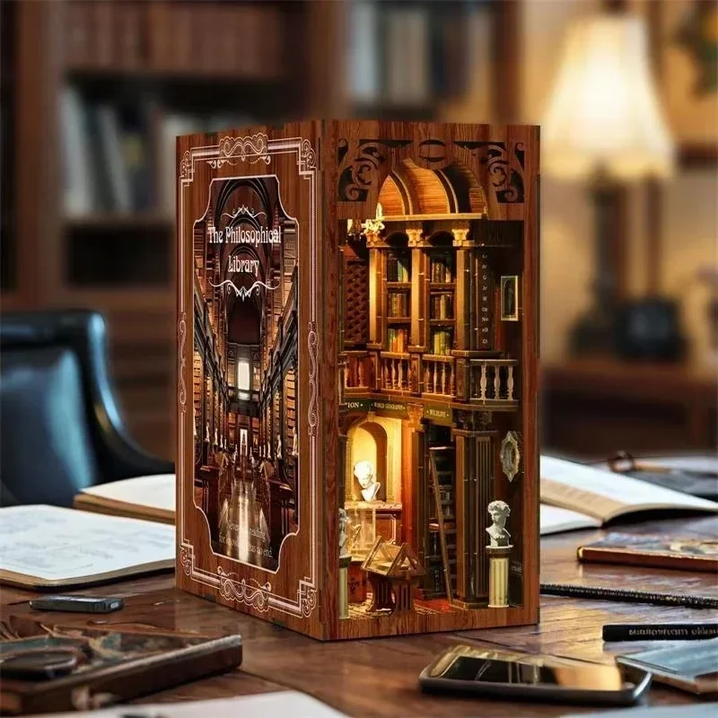 哲学的なテーマの書棚、インテリア装飾、レトロなDIY木製ブッ - Diy Wooden Book Nook Kit Shelf Insert のレビューと価格