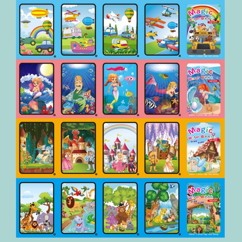 魔法の水の描画ブック子供用モンテッソーリ再利用可能な塗り絵、 - Reusable Water Magic Coloring Book のレビューと価格