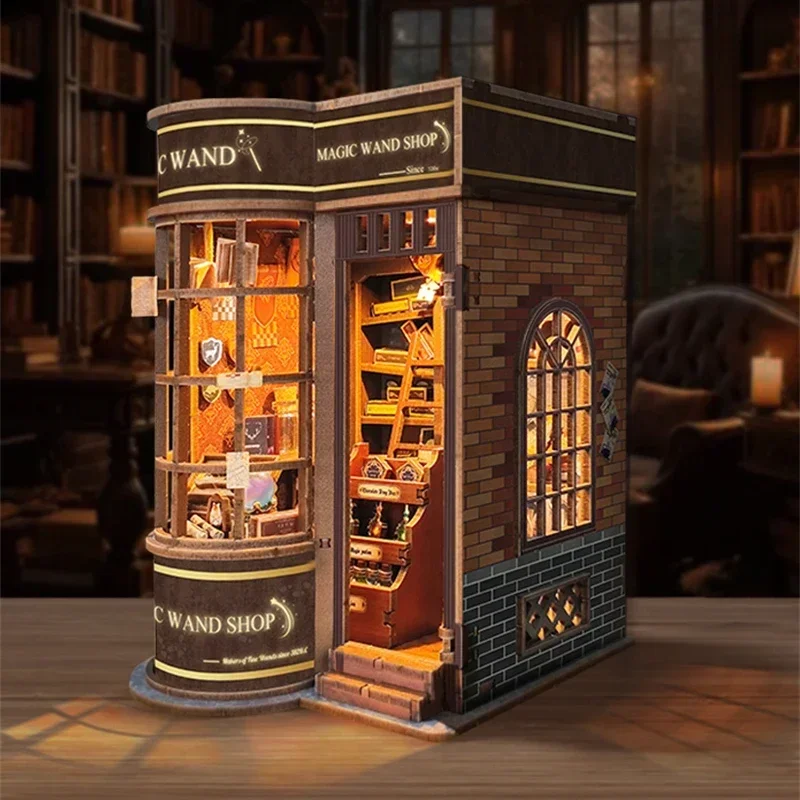 DIY木製ミニチュアモデルキット、魔法の杖、本棚、ブックヌッ - Diy Wooden Book Nook Kit Shelf Insert のレビューと価格